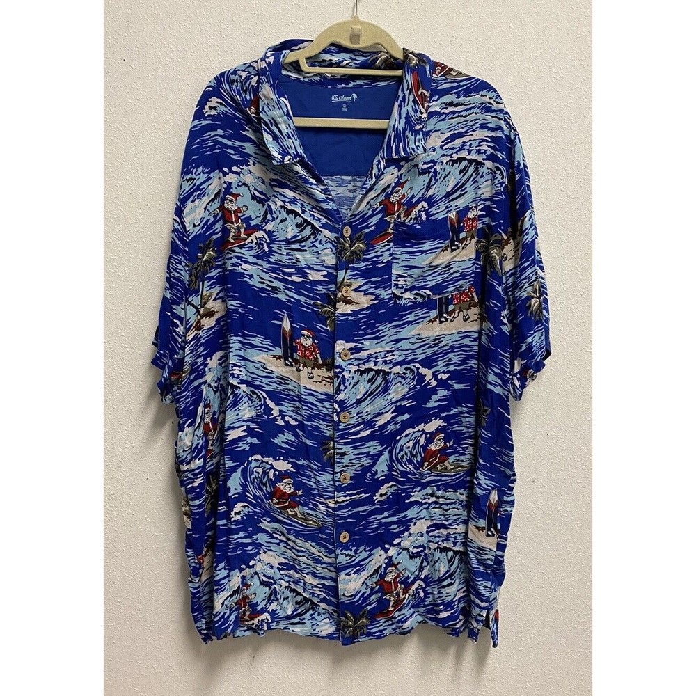 KS Island Men's Santa Claus Hawaiian Shirt Size 3XL Big Used